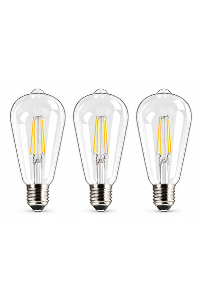 ST64 LED Rustik Ampul 8W 3000K Günışığı Şeffaf Cam E27 Standart Duylu