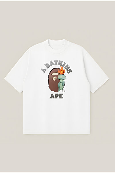 Moon Dancer Bape Freedom Monument Printed Oversize Boxy Cut Unisex 100% Cotto...