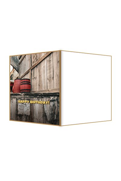 OEM Felicitare Aniversare Butoi de Lemn Vechit, Design Rustic, 13.3x19.4 cm