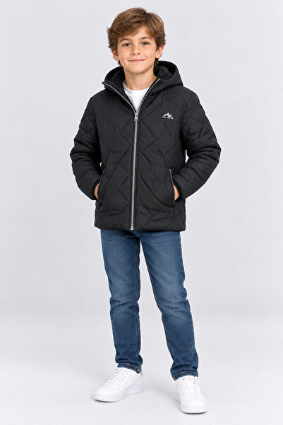 AHENGİM Boy's Hooded Quilted Coat with Soft Lining and Zipper Pockets Winter ...