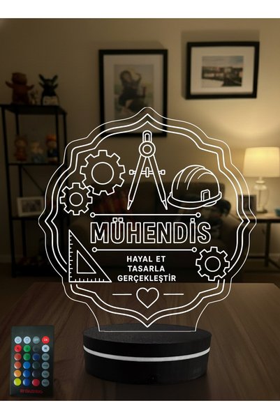 Eymi Design Mühendise Hediye 3D LED Lamba, İnşaat & Makine Mühendisine Özel H...
