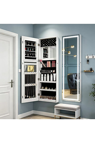 Generic Brand Freestanding Entryway Storage Cabinet with Full Length Mirror,W...