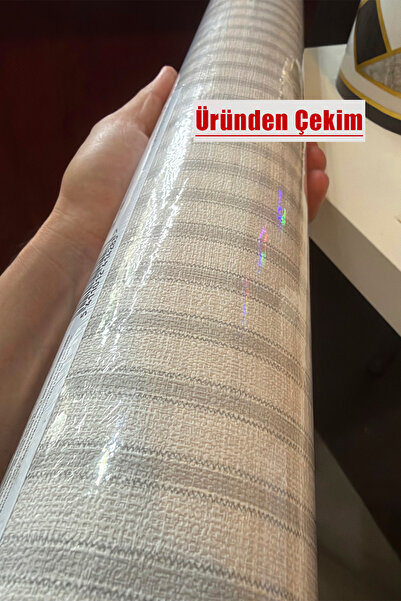 Bien Duvar Kağıtları Grandeco Little Florals 4104 Flores Románticas Dokulu Gri Tonlarında Çizgili Lüks Bir İthal Duvar Kağıdı 53x1000cm, 5m2