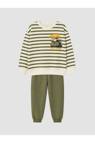 LC Waikiki Rmz Gi̇yi̇m Farkiyla Striped Boys' Tracksuit Set