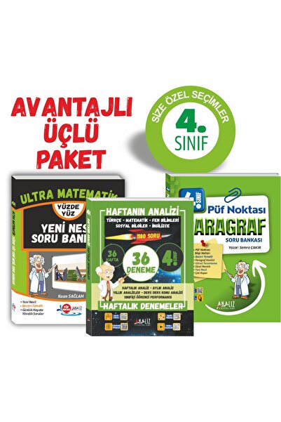 Analiz Yayınları 4.SINIF AVANTAJLI ÜÇLÜ SET (HAFTANIN ANALİZİ+PARAGRAF+MATEMA...