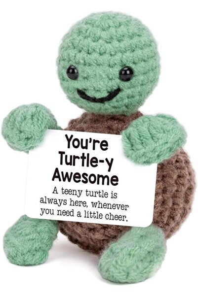 CozyNook Positive Crochet Turtle Gift - Funny Handmade Emotional Support Anim...