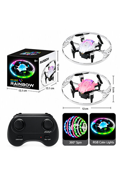 PLAYZO RC Mini Drone – Rainbow LED Light-Up Flying Toy with Remote