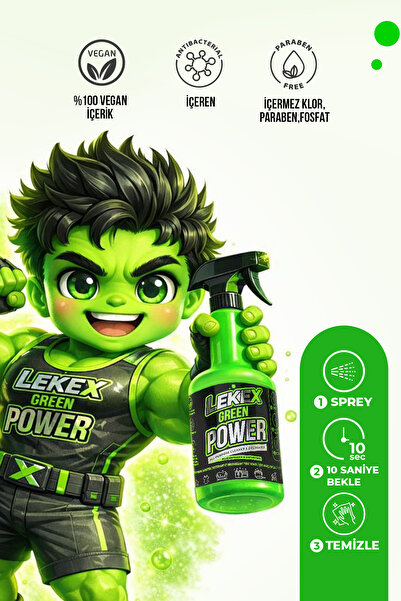 Yıldızhane LEKEX Green Power Çok Amaçlı Temizleyici ve Yağ Çözücü 750 ml – %100 Vegan, , Klor Paraben Fosfat İçermez