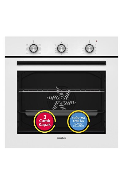 Simfer 8268 0+8 Fonksiyon 73 LT Mekanik Beyaz Turbo Özellikli 3 Camlı Ankastr...