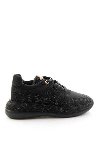 Bambi Siyah Mat Saten Kadın Sneaker K01228091720
