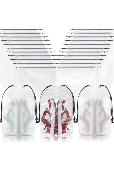 AOMIGE 30 PCS Travel Transparent Shoe Storage Bags with Cord Two Sizes Large ...