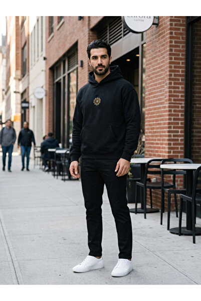 HAI COLLECTİON Unisex Nakışlı 3 İplik Kapüşonlu Sweatshirt – Kanguru Cepli Ho...