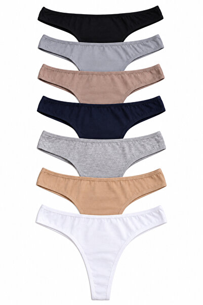 Nicoletta Γυναικεία εσώρουχα Thong String Πακέτο 7 τεμαχίων Lycra Cotton