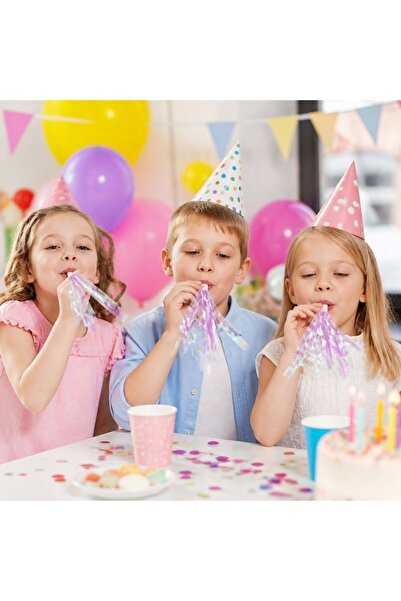 PARTY GO Σετ τρομπέτες πάρτι με κρόσσια, 6 τεμάχια, εορταστικές φυσούνες με ε...