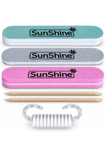 Generic SunShine Complete Manicure Set with 3 Mini Nail Files, 2 Dual-Ended Wooden Cuticle Sticks and Nail Cleaning Brush | 6-Piece Nail Care Kit