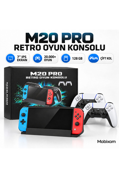 M20 Pro Retro Oyun Konsolu 7" IPS Ekran 128 GB 20.000+ Oyun Çift Kol
