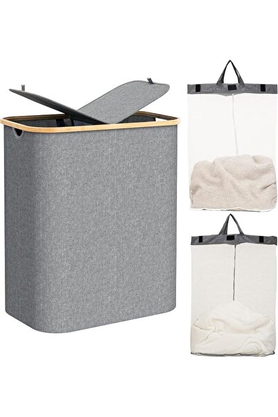 GENERAL Double Laundry Hamper with Lid, 150L Capacity, Foldable Dirty Clothes...