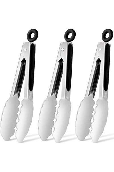 Paporich Mini Stainless Steel Kitchen Tongs for Cooking - 8.4-Inch Small Serv...