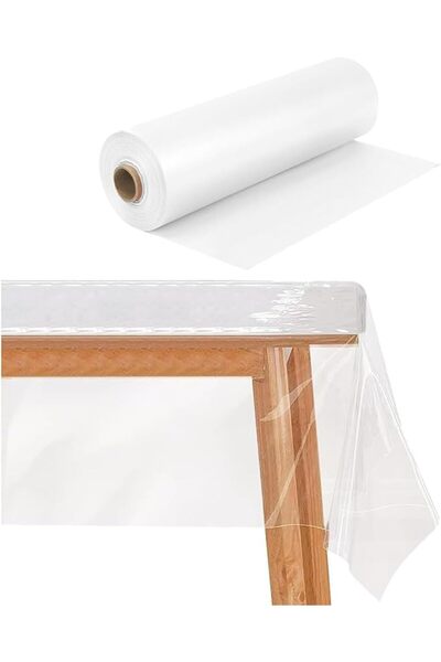 ALMEKAQUZ مفرش طاولة بلاستيكي شفاف، 140 × 140 سم، مفرش طاولة للاستخدام مرة وا...