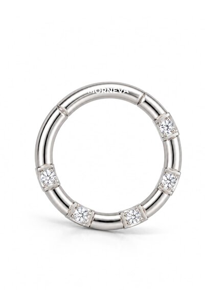 MORNEVA Cerrahi Çelik Aralıklı Taşlar Tam Halka Septum Daith Piercingi (1 Adet)