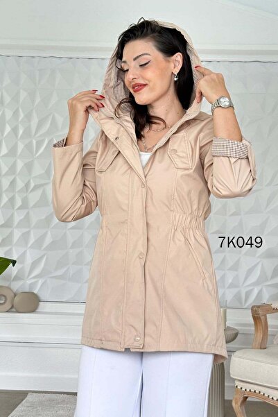 İnce Topuk Hooded Trench Coat 7K049