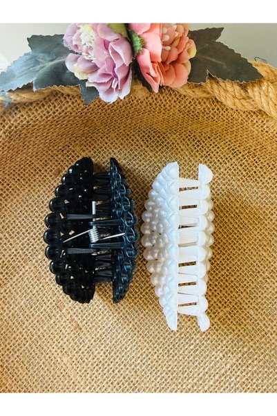 Yeşim Aksesuar Women's 2-Piece Medium Size Pearl Buckle Set (6cm)
