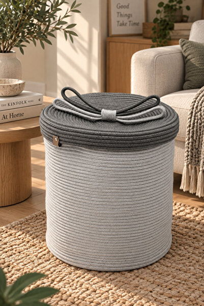 MaVaux Christmas Wicker Rope Decorative 40X36 Wicker Rope Basket with Lid Mes...