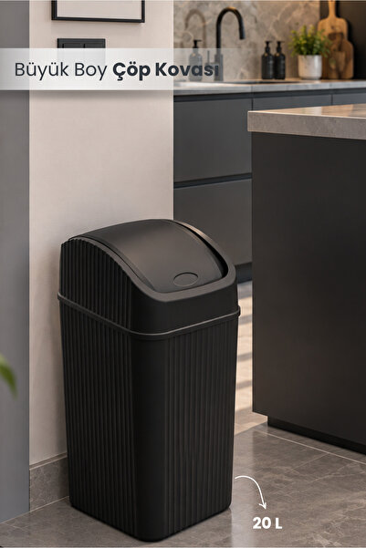 Orvila 20 Litre Pratik Kapaklı Mutfak Çöp Kovası Büyük Boy Banyo Çöp Kovası