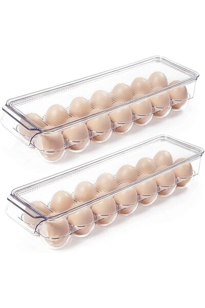 N W Widener NW Egg Holder for Refrigerator 2 Pack, Plastic Egg Storage Contai...