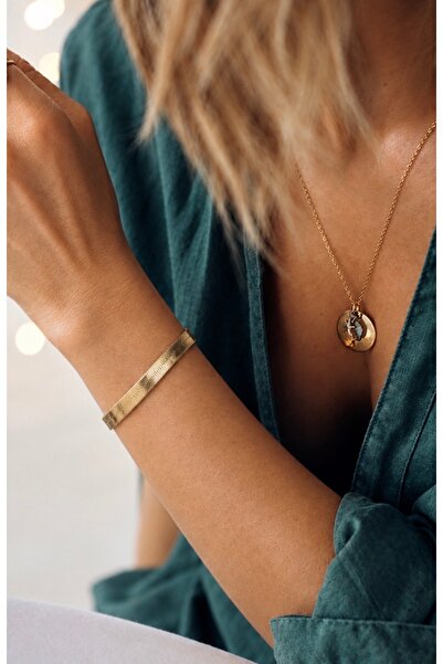 AychaAksesuar Gold Italian Chain Flat Chain Non-Tarnish Bracelet