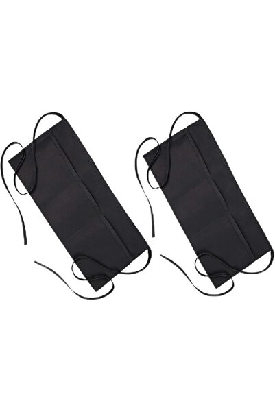Duomama 2 Pack Black Short Waist Waitress Aprons with 3 Pockets, 12 Inch Half...