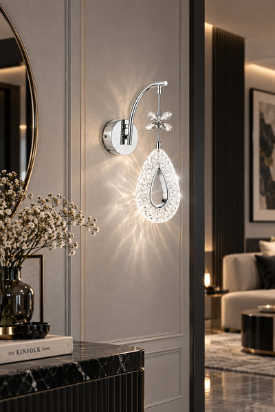 Ulucam Aydınlatma Gümüş LED Duvar Apliği Armut Model Modern Dekoratif Salon K...
