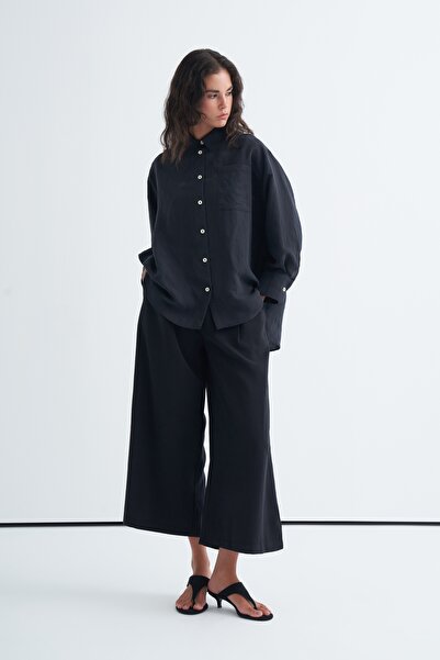 EBU Prive Women's Oversize Shirt with Pockets Black