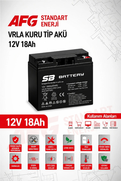 SB BATTERY 12V 18AH BAKIMSIZ KURU AKÜ