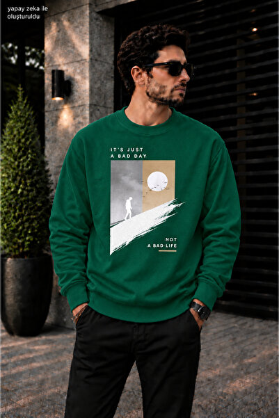 caddekombin Men's Walking Man Landscape Graphic Crew Neck Casual Regular Fit ...