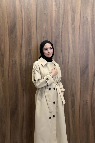 fayaboutique.com Bisküvi Rengi Pardesü Model Trençkot