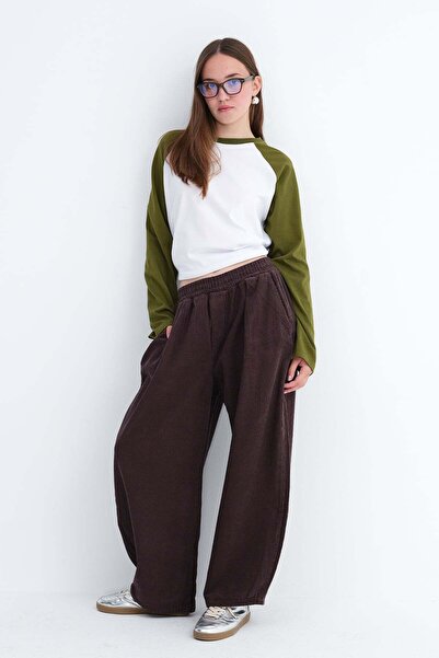 Addax Ribbed Balloon Pants Pn5653