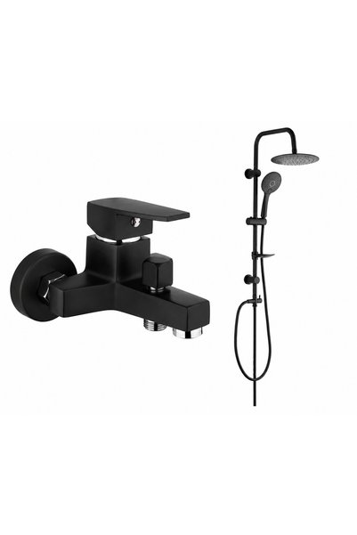 Tema Kare Banyo Bataryası Mat Siyah 61011-2M+Rain Slim Mat Siyah 3+1 Fonksiyo...