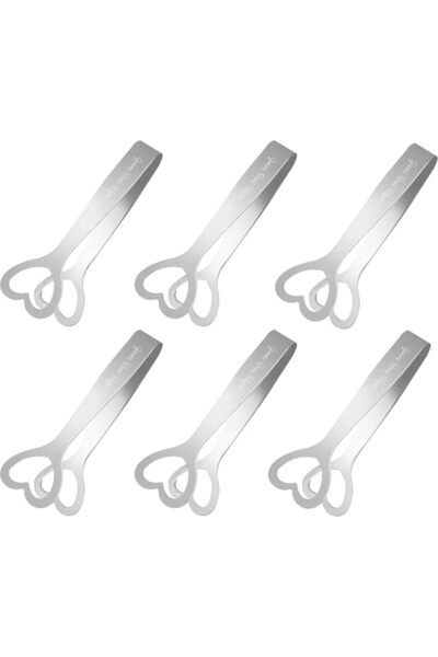 KASTWAVE 6 Pcs Sweet Tongs, Mini Serving Tongs Stainless Steel Sugar Tongs He...