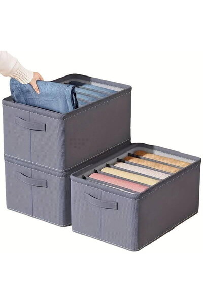 SMARTECH Organizator imbracaminte cu 9 compartimente pentru blugi, pulovere, camasi, 44x25x20 Gri