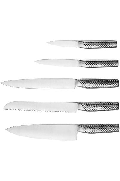 Parfait 6-Piece Kitchen Knife with Magnetic Block Set Silver and Black HD01