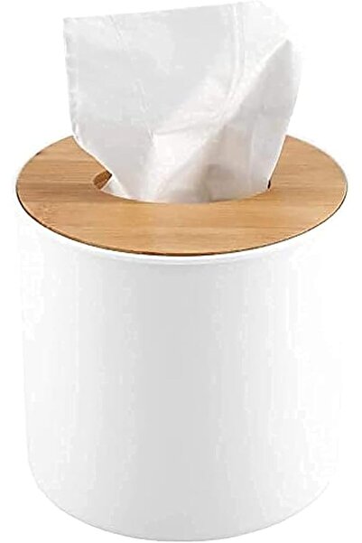 KASTWAVE Napkin Case, Removable Bamboo/Wood Cover Plastic Tissue Box Holder S...