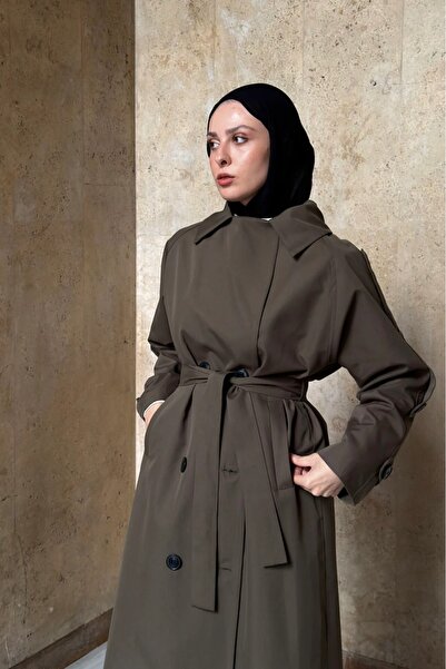 fayaboutique.com Haki Yeşili Pardesü Model Trençkot