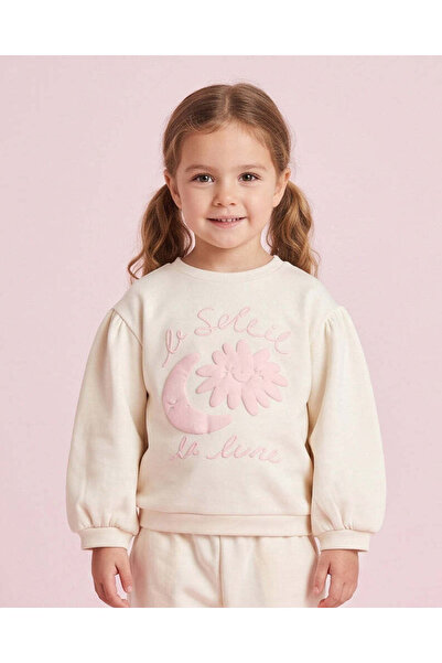 REDTAG Girls Printed Ivory Sweatshirt