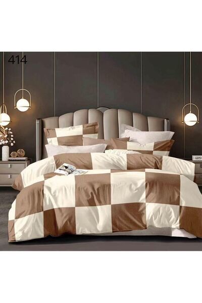OEM Duvet Cover Set set, 6 pieces, classic sheet, fine, checkered pattern, cr...