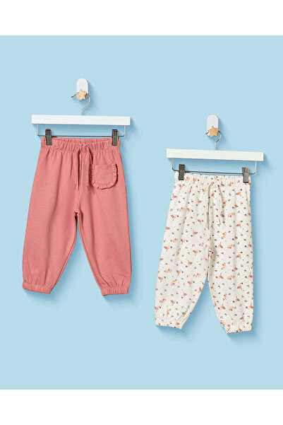 REDTAG Infant Girls Off white and all over print active pants