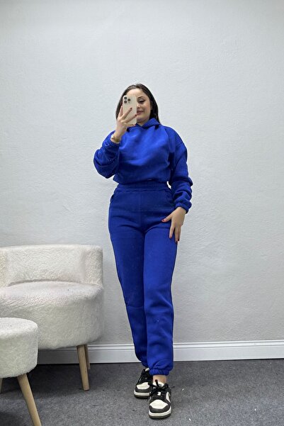 BELENDİR Women's 3 Threaded Threaded Tracksuit Set Saks