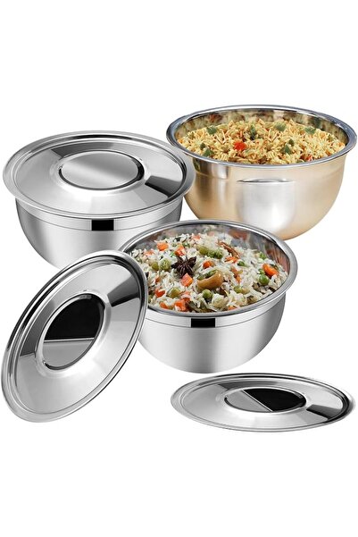 Kraft- follow your imagination Kraft Stainless Steel Serving Bowl with Lid Se...
