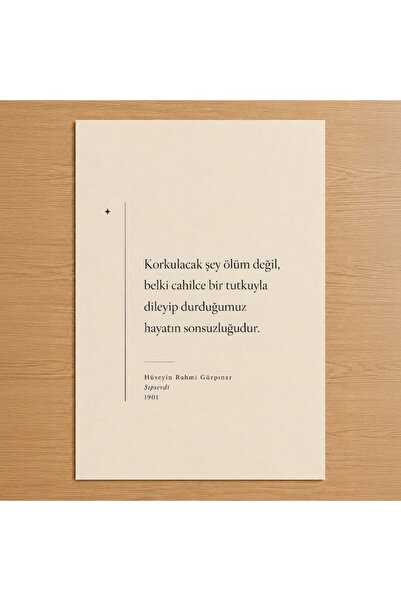 Oda Galeri Krem Bej Hüseyin Rahmi Gürpınar Edebiyat Alıntısı Poster