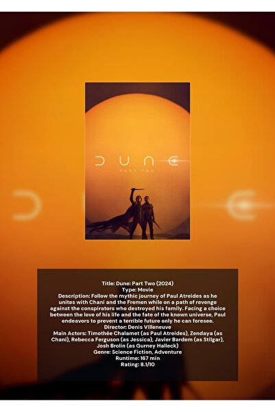 OEM Αφίσα Ινφογραφικού Σχεδίου Dune Μέρος Δεύτερο, Συλλεκτικά Είδη με Σχέδιο ...
